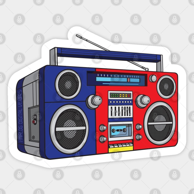 Boombox (Red + Cosmic Cobalt Colorway) Analog / Music Sticker by Analog Digital Visuals